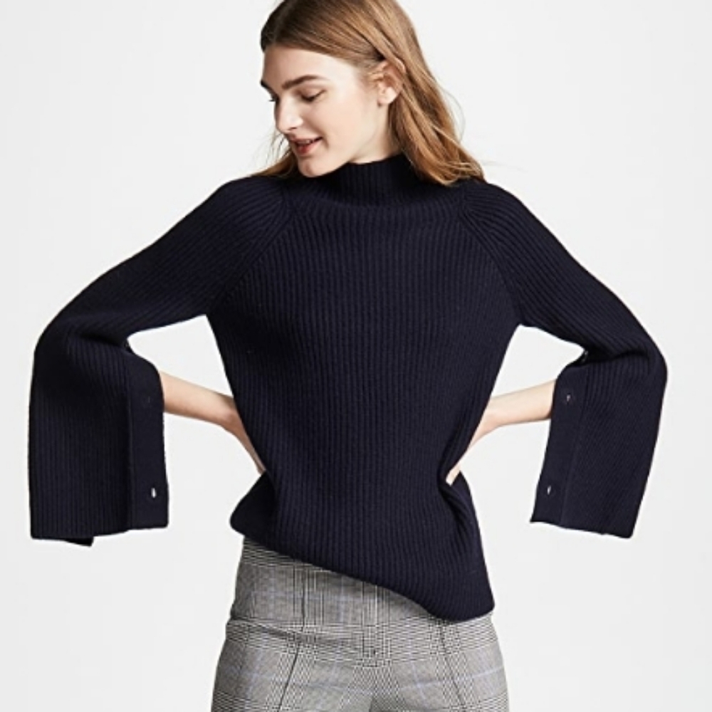 Vince Wool Cashmere Funnel Neck Blue Sweater S - Picture 3 of 3